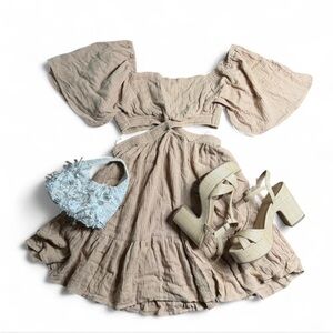 Key Hole Beach Dress Tan